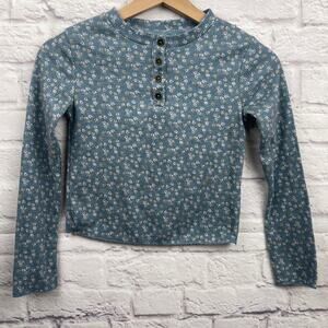 K0-1025 Art Class ribbed long-sleeve floral top size M(7/8)